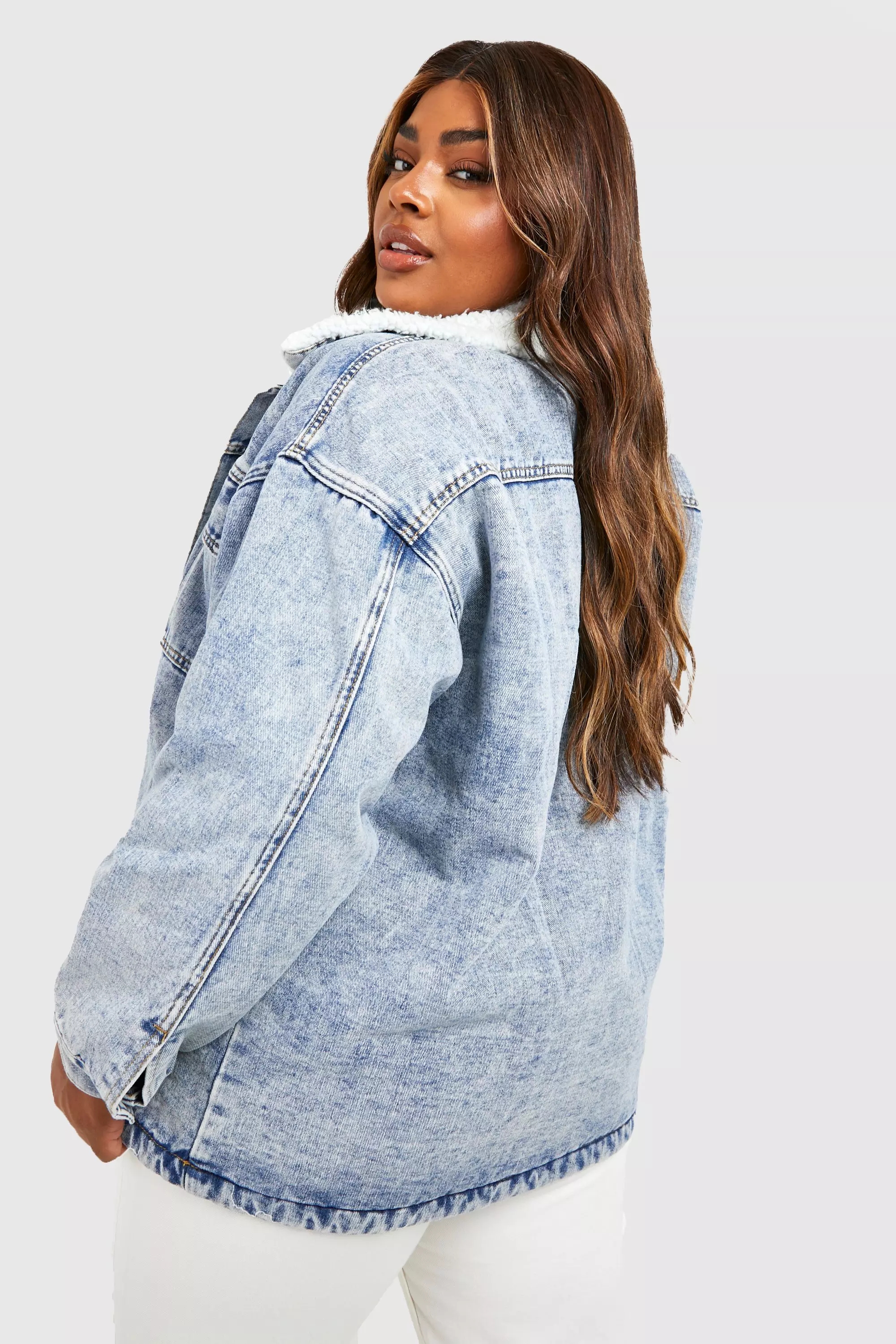 Oversized denim clearance borg jacket